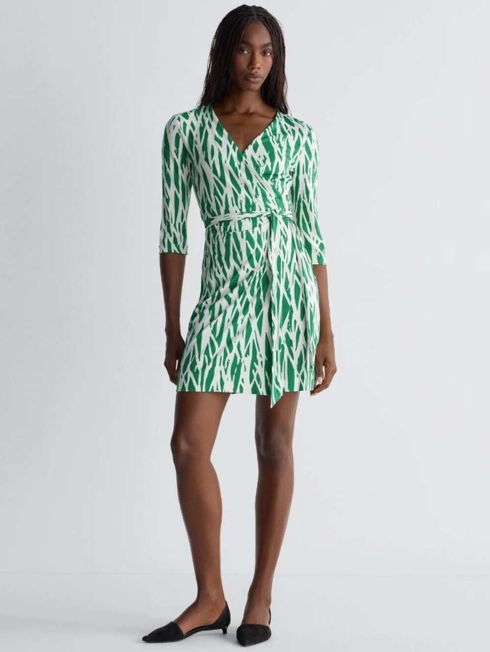 Diane Von Furstenberg Julian Silk Jersey Wrap Dress In Twigs Green Women's Small